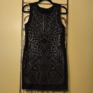 Dex Black Geometric Studded Mini Dress